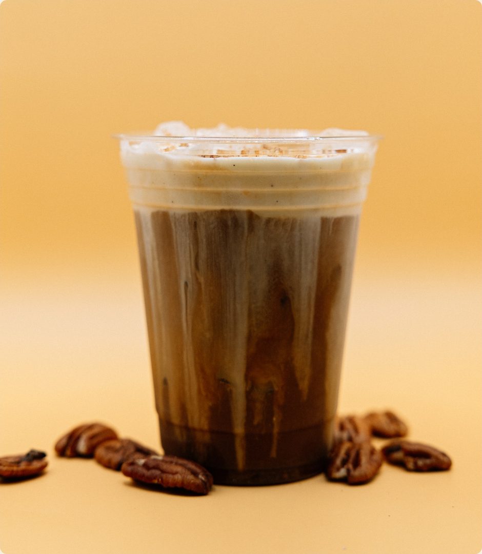 Maple Pecan Cold Brew with candied pecans