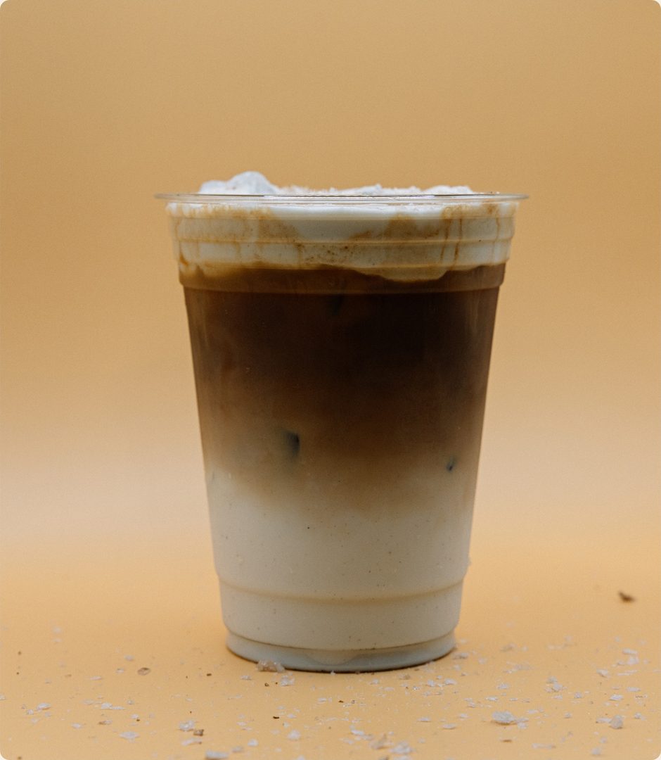 Smoked Vanilla Latte with cold foam and smoked sea salt